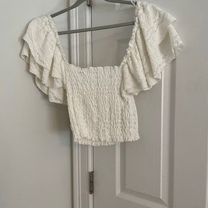 ZARA TEXTURED RUFFLED TOP NWT